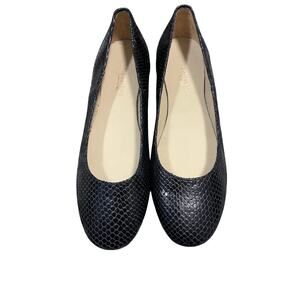 Garnet Hill Black Snake-Embossed Ballet Flats